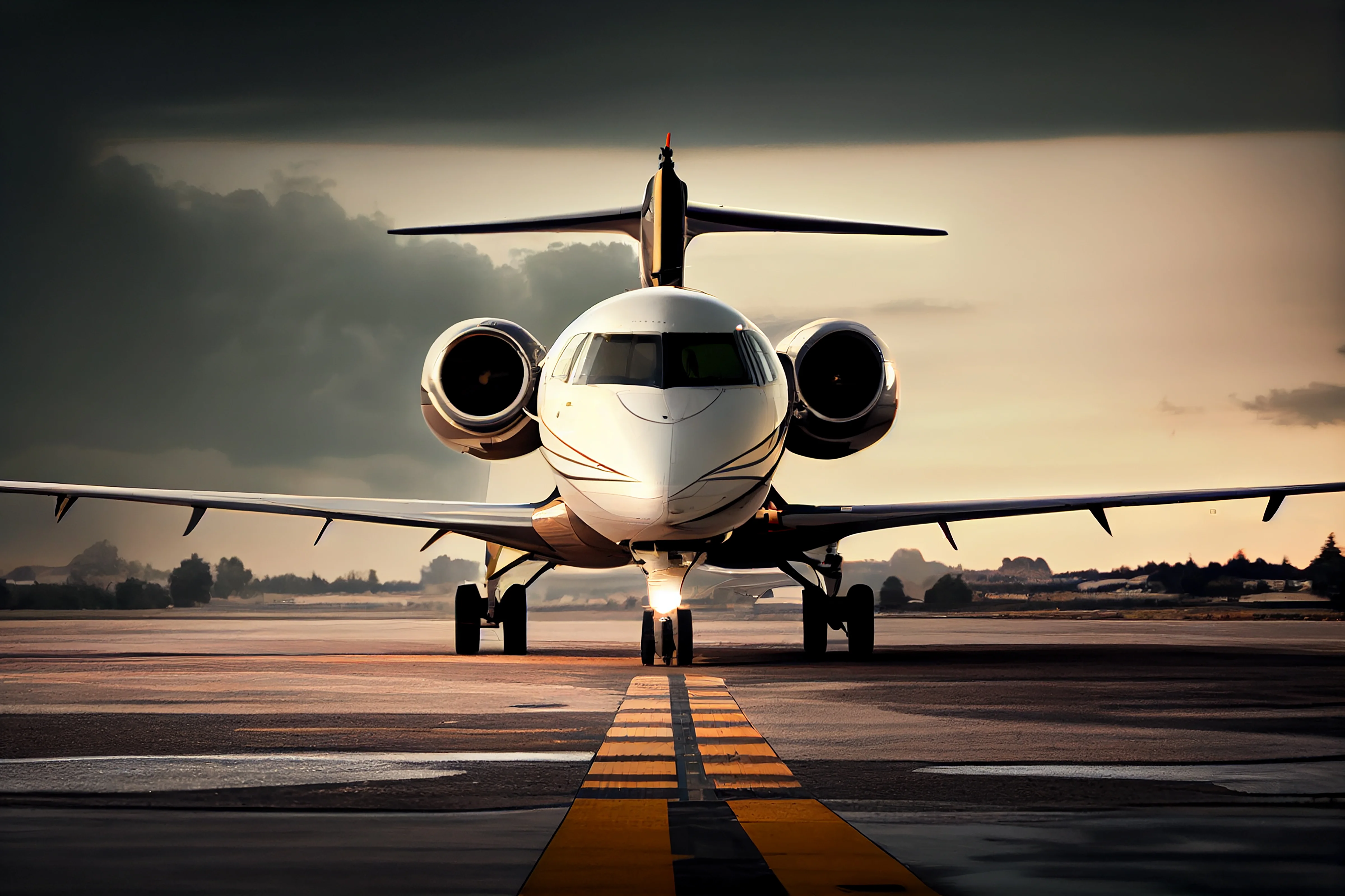 Airplane on runway ready for takeoff, representing domestic flight ticket booking service